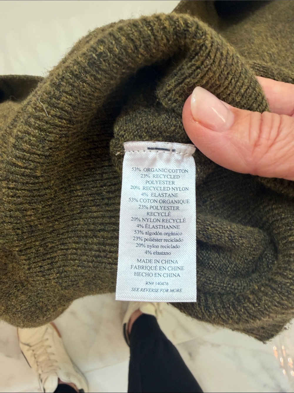 Faherty Olive Green V-Neck Collared Sweater - Picture 5 of 5